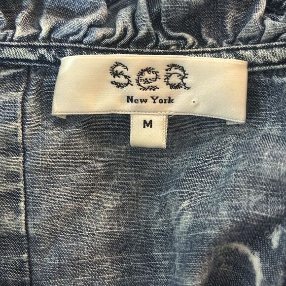Sea New York Blue acid denim Ruffled Blouse, M - Picture 11 of 12